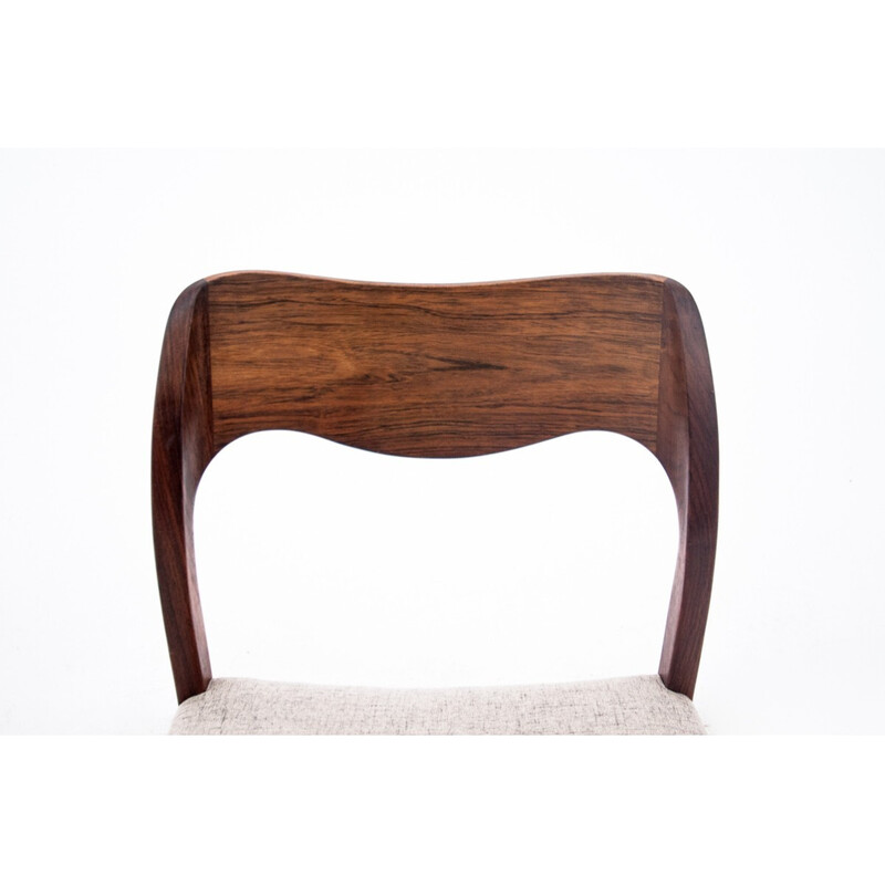 Set of 6 vintage rosewood chairs by N. O. Møller, Denmark 1960