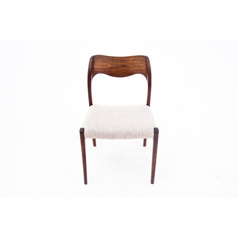 Conjunto de 6 cadeiras de pau-rosa vintage por N. O. Møller, Dinamarca 1960