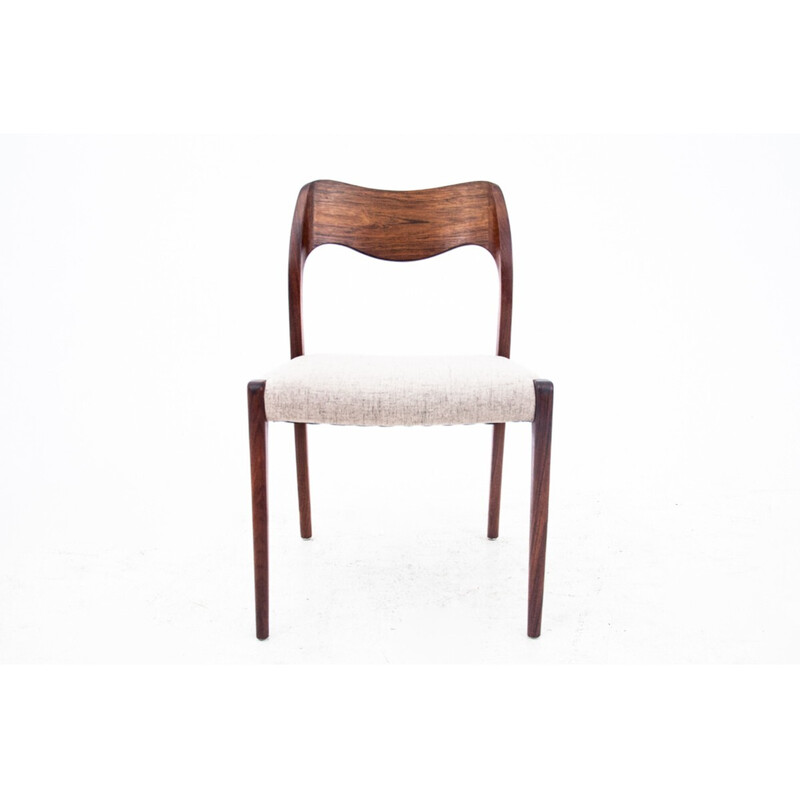 Set of 6 vintage rosewood chairs by N. O. Møller, Denmark 1960