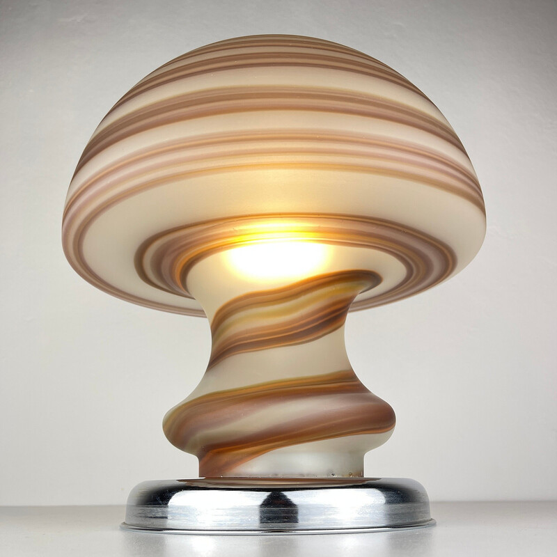 Vintage Murano glass mushroom table lamp for Vetri, Italy 1970