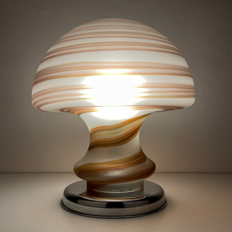 Lampada da tavolo a fungo in vetro di Murano vintage per Vetri, Italia 1970