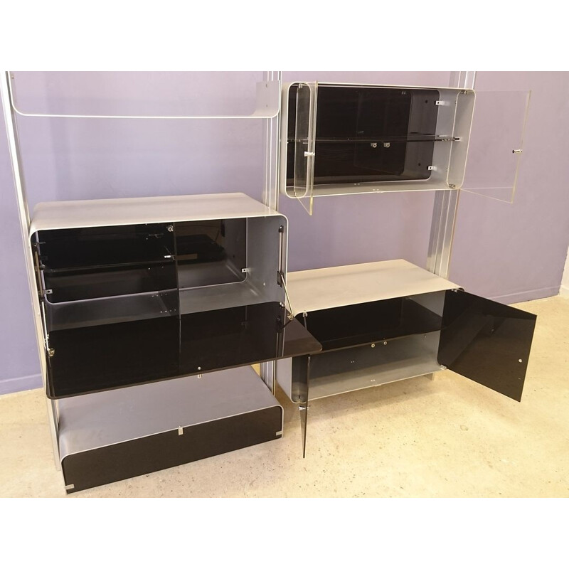 Modular aluminum shelf with cabinets - 1970