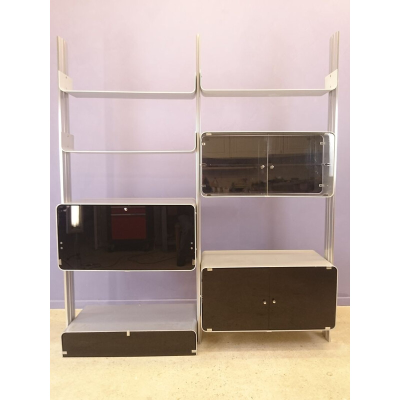 Modular aluminum shelf with cabinets - 1970