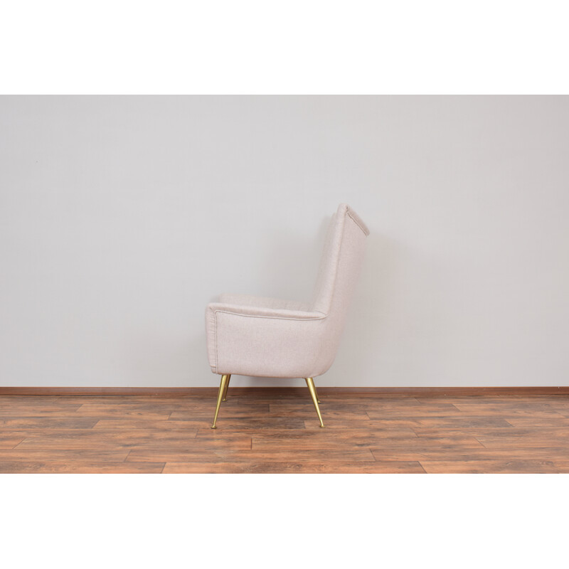 Vintage-Sessel aus beiger Wolle, Italien 1960