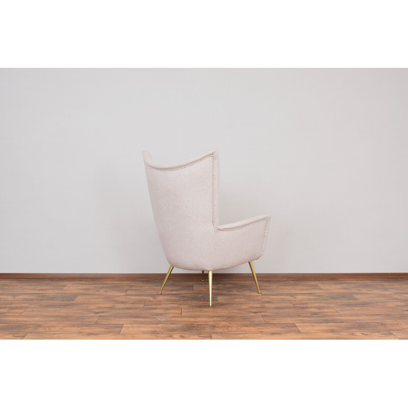 Fauteuil vintage en laine beige, Italie 1960