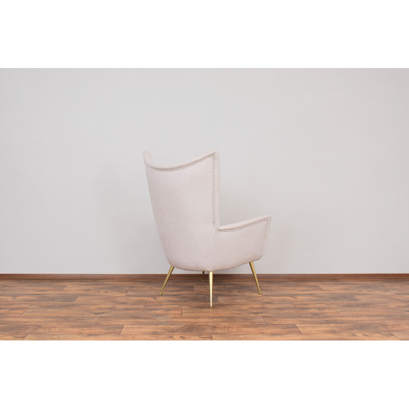 Vintage-Sessel aus beiger Wolle, Italien 1960