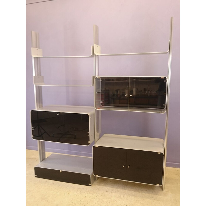 Modular aluminum shelf with cabinets - 1970