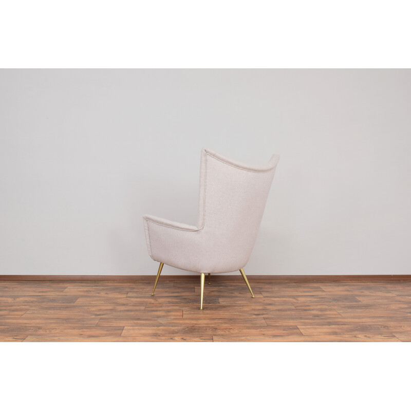 Fauteuil vintage en laine beige, Italie 1960