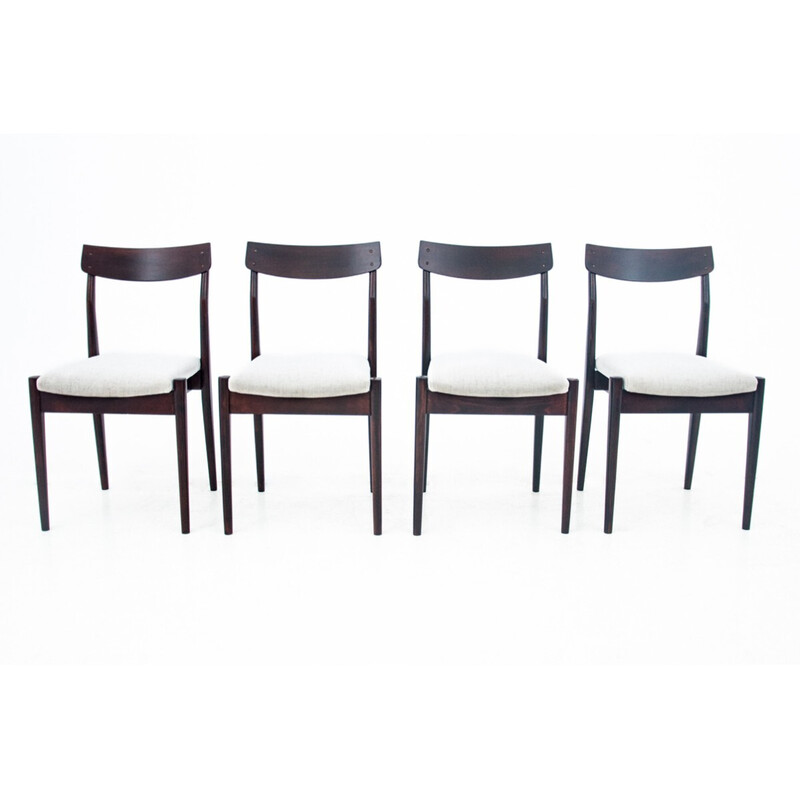 Ensemble de 4 chaises vintage en tissu, 1960
