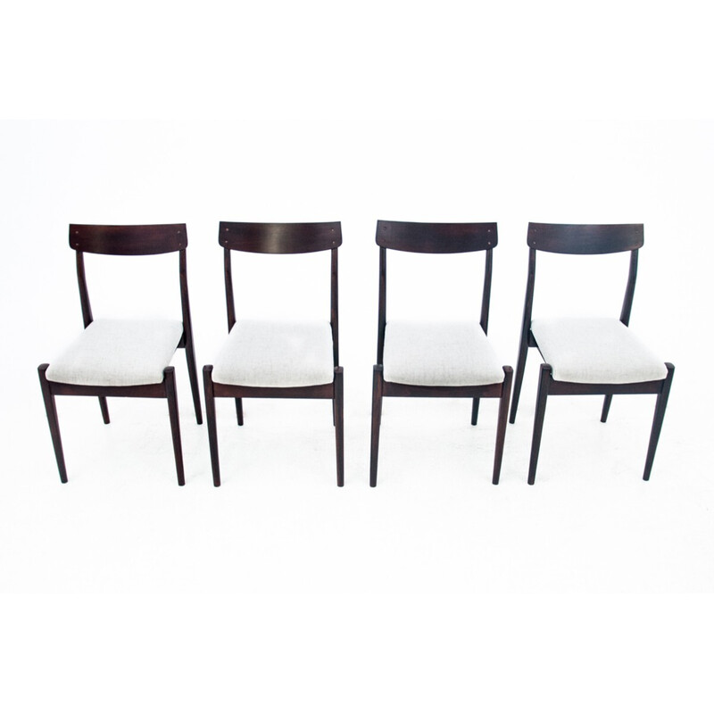 Ensemble de 4 chaises vintage en tissu, 1960