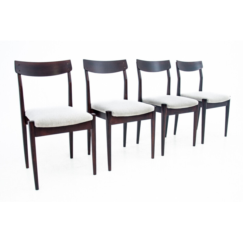 Conjunto de 4 cadeiras vintage com tecido, década de 1960
