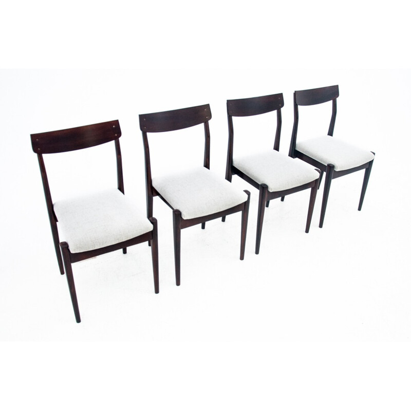 Conjunto de 4 cadeiras vintage com tecido, década de 1960