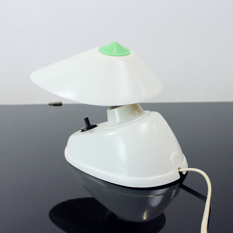 Vintage table lamp in white bakelite by Bauhaus Team, Czechoslovakia 1930s