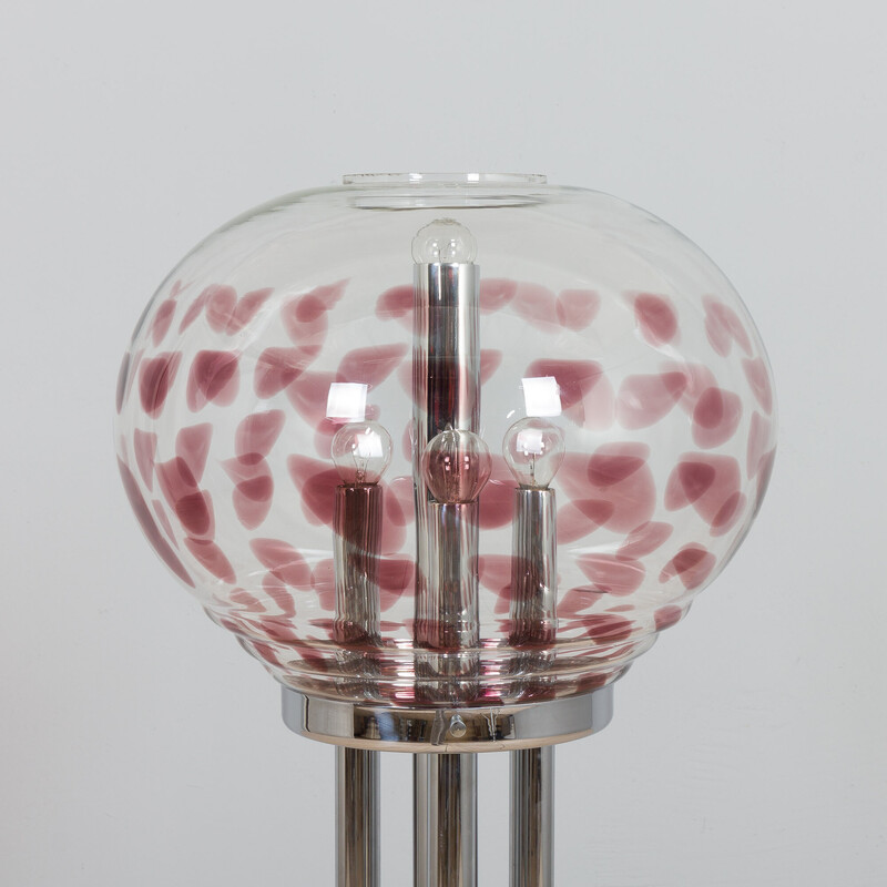 Italian vintage handblown Murano glass and chrome floor lamp, 1970s