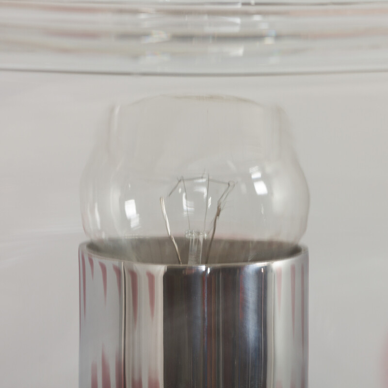 Lampadaire italien vintage en verre de Murano soufflé à la main et chrome, 1970
