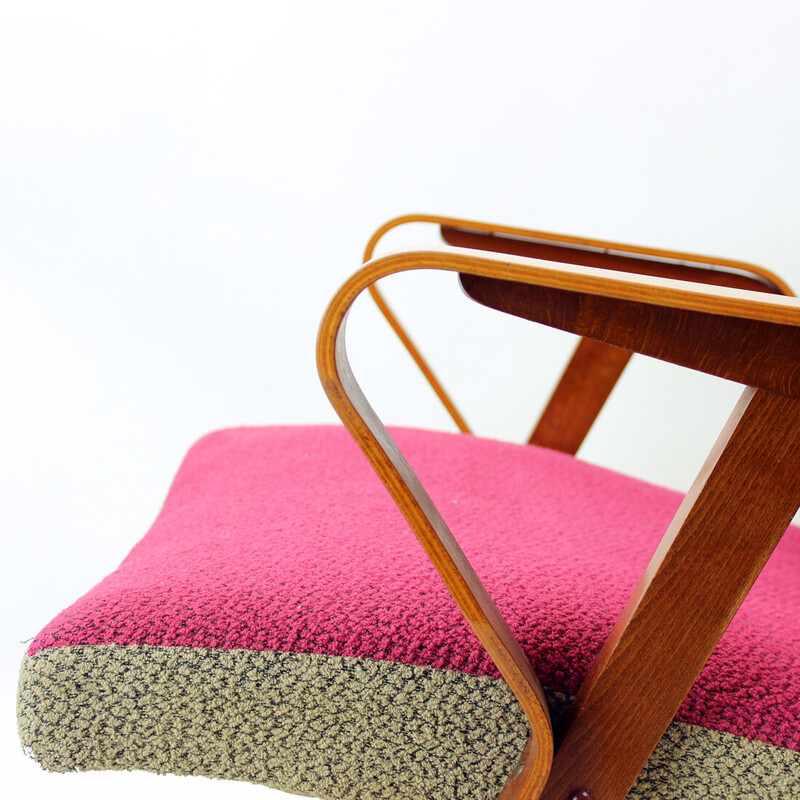 Mid century armchair in pink and gray fabric by Tatra, Czechoslovakia 1960s