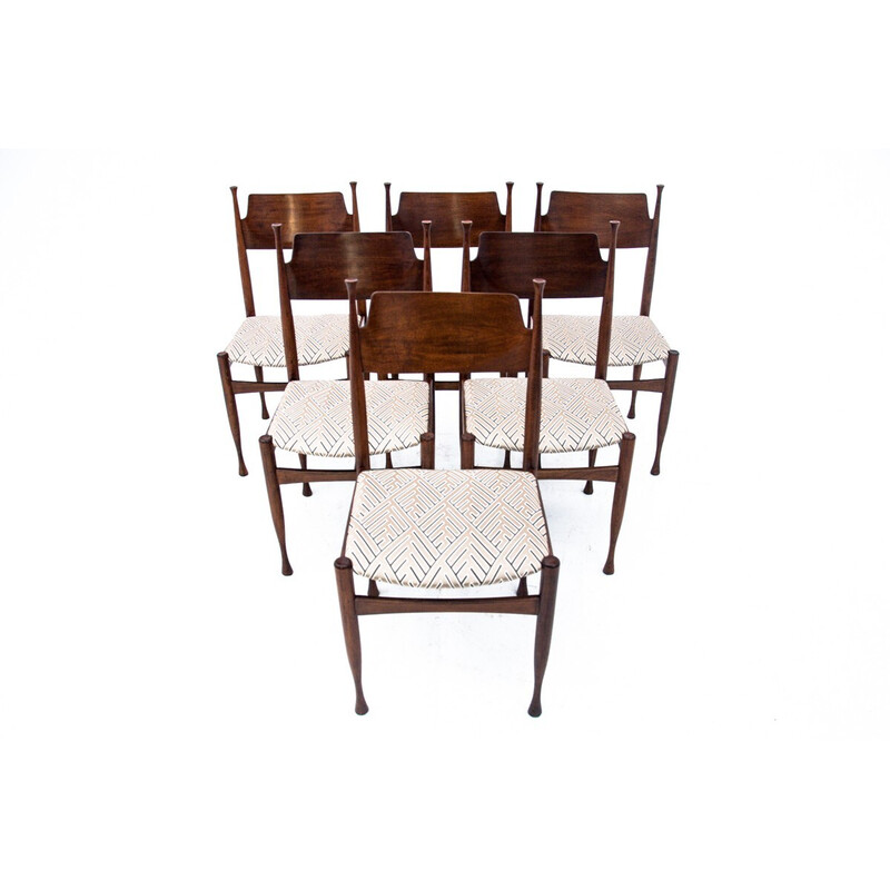 Conjunto de 6 cadeiras de teca vintage Escandinávia, anos 1940