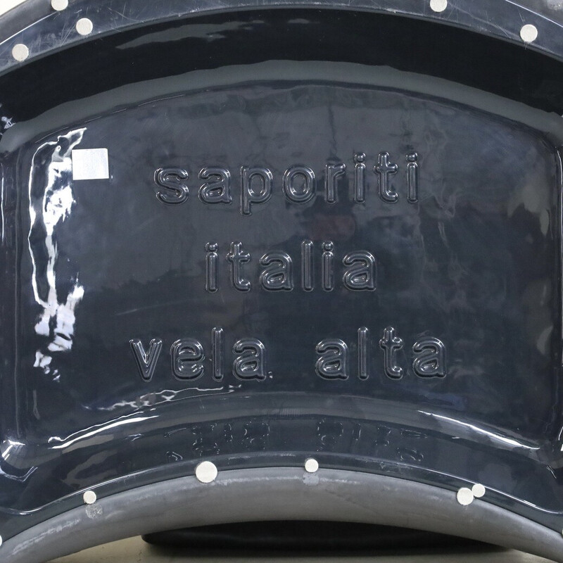 Fauteuil vintage "Vela Alta" avec ottoman en cuir par Saporiti, 1970