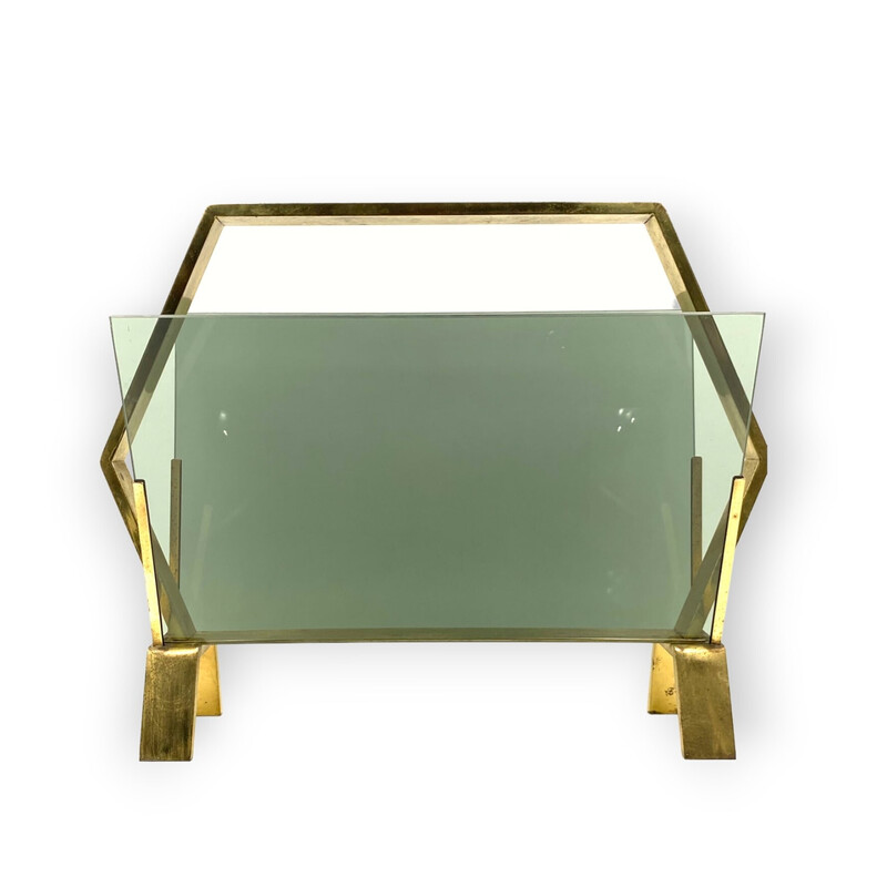 Vintage brass magazine rack, Italy 1970