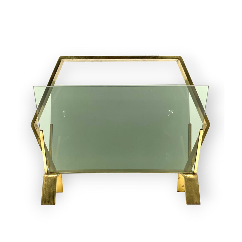 Vintage brass magazine rack, Italy 1970