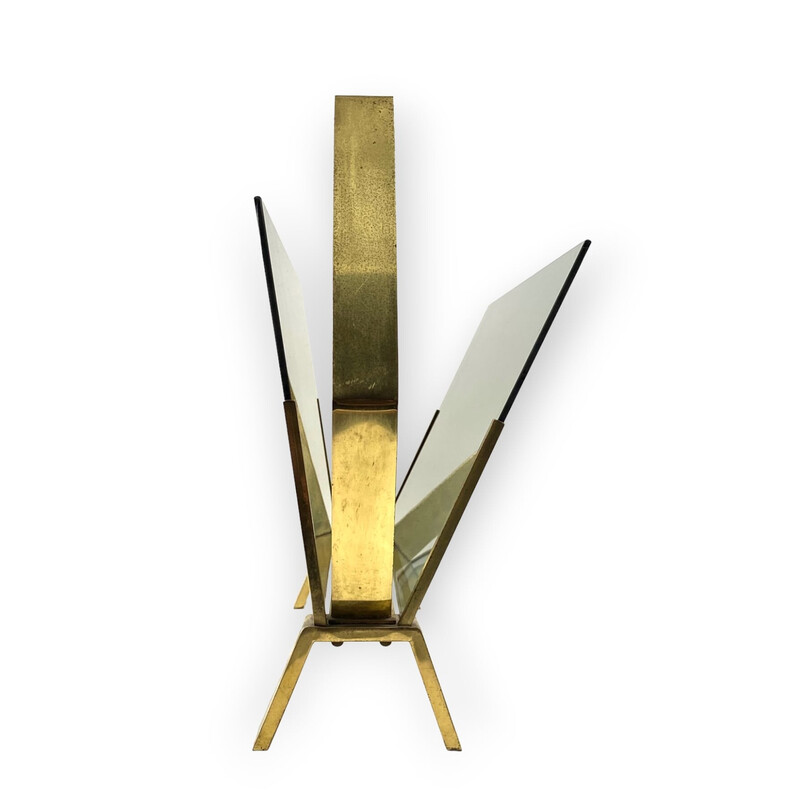 Vintage brass magazine rack, Italy 1970