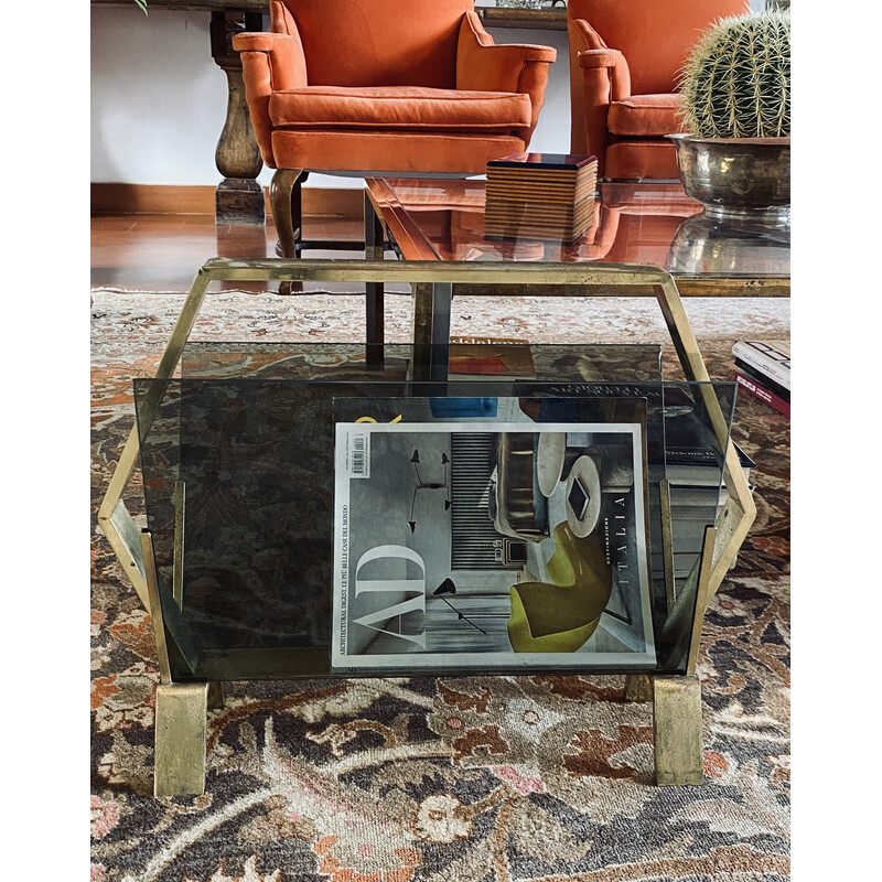 Vintage brass magazine rack, Italy 1970