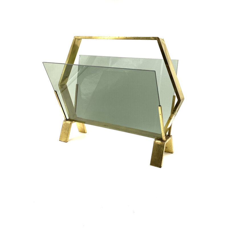 Vintage brass magazine rack, Italy 1970