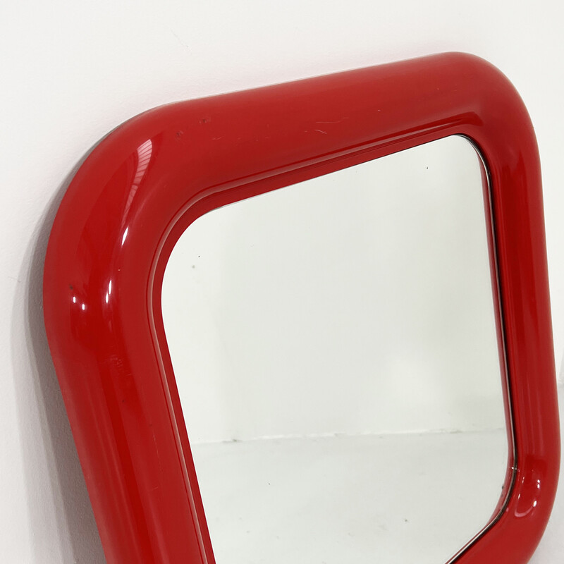 Vintage rode Delfo spiegel van Sergio Mazza voor Artemide, 1960