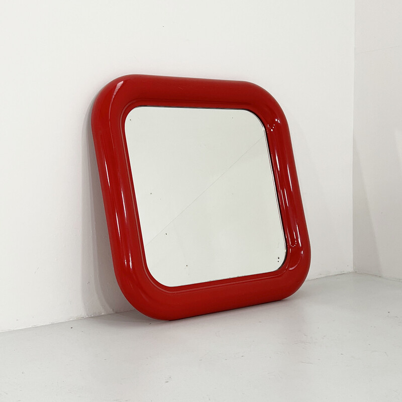 Specchio Delfo rosso vintage di Sergio Mazza per Artemide, 1960