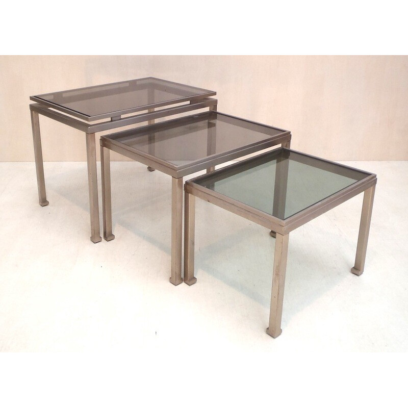 Suite of 3 nesting tables, Guy LEFEVRE - 1970s