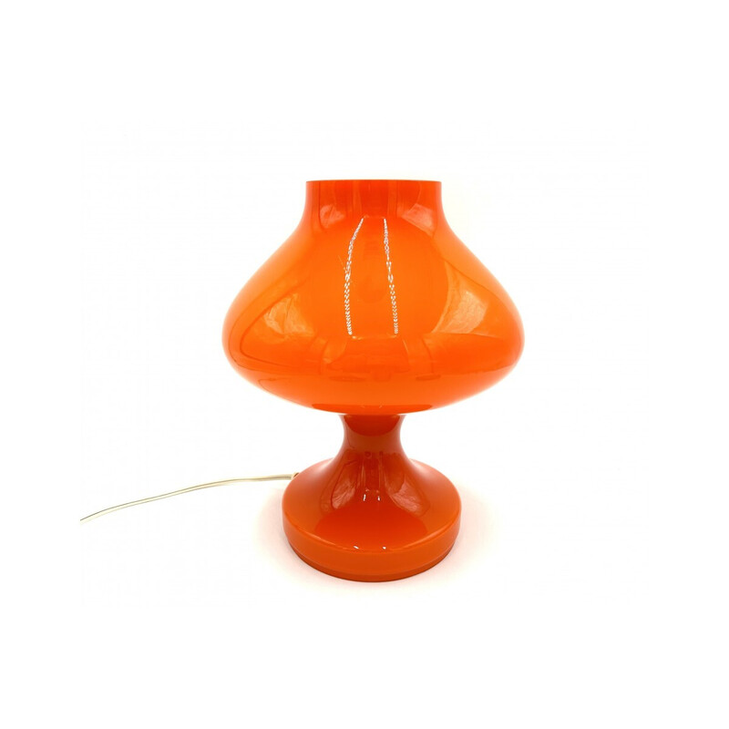 Orangefarbene Glastischlampe von S. Taber für Opp Jihlava, Tschechoslowakei 1970