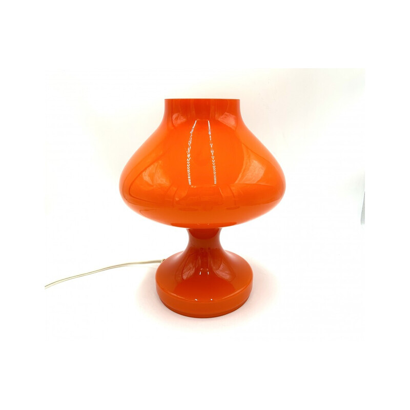 Vintage oranje glazen tafellamp van S. Taber voor Opp Jihlava, Tsjechoslowakije 1970