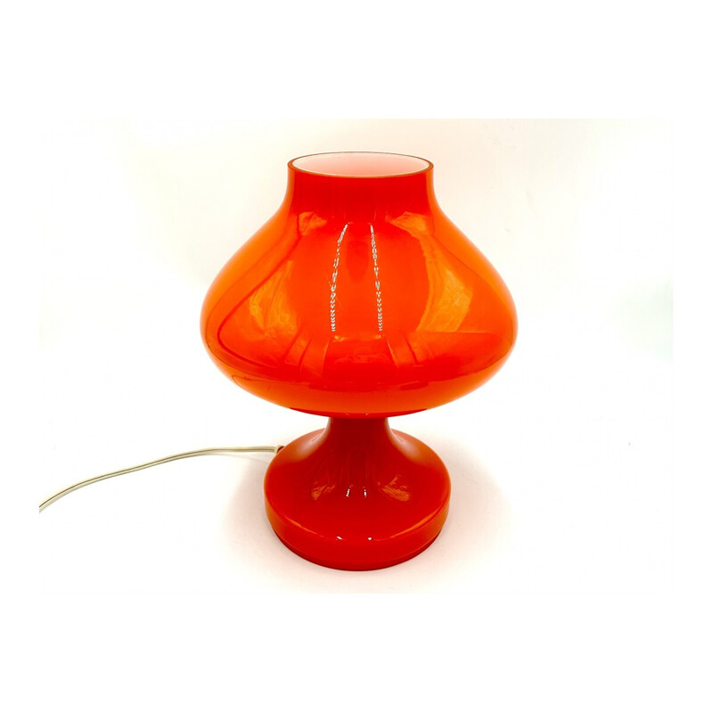 Vintage orange glass table lamp by S. Taber for Opp Jihlava, Czechoslovakia 1970