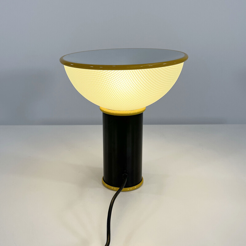 Vintage glass and metal table lamp, 1980