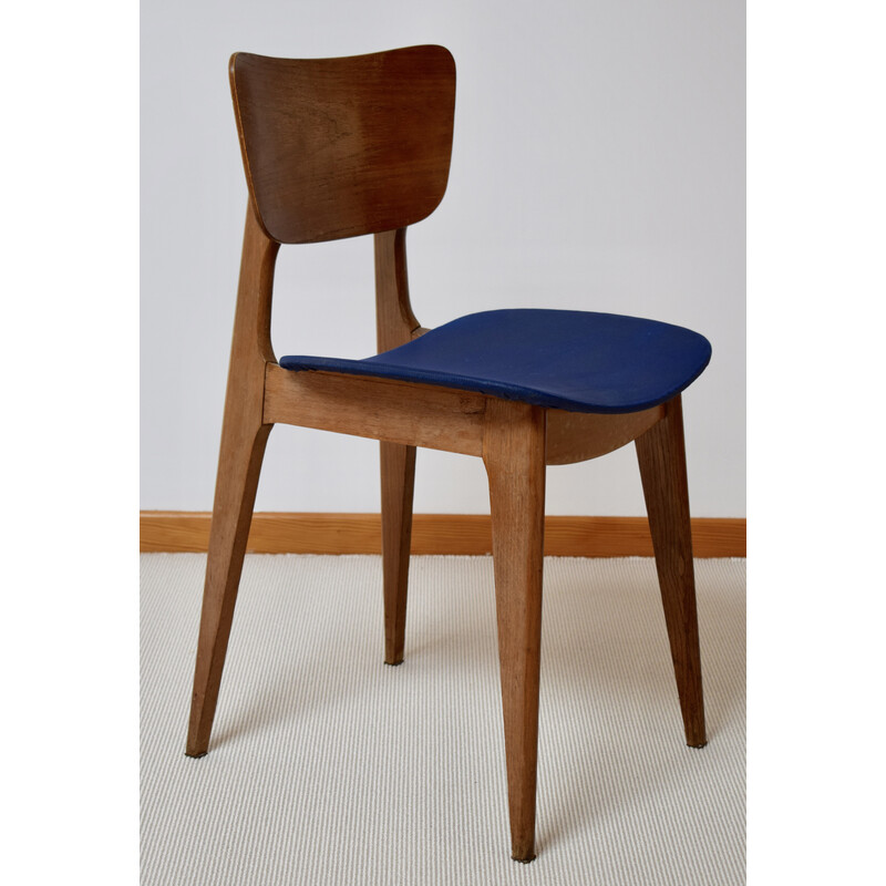 Silla de madera vintage de Roger Landault para Boutier, Francia 1954