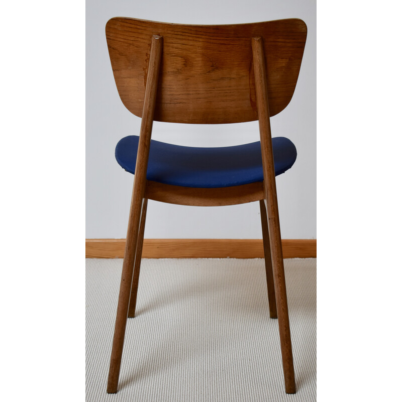 Silla de madera vintage de Roger Landault para Boutier, Francia 1954