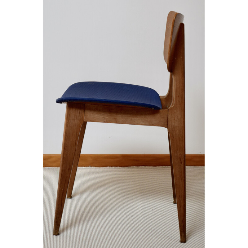 Vintage wooden chair by Roger Landault for Boutier, France 1954