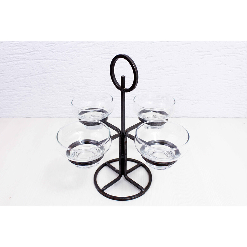 Vintage metal and glass candlestick by Erik Höglund for Bostrom, 1960