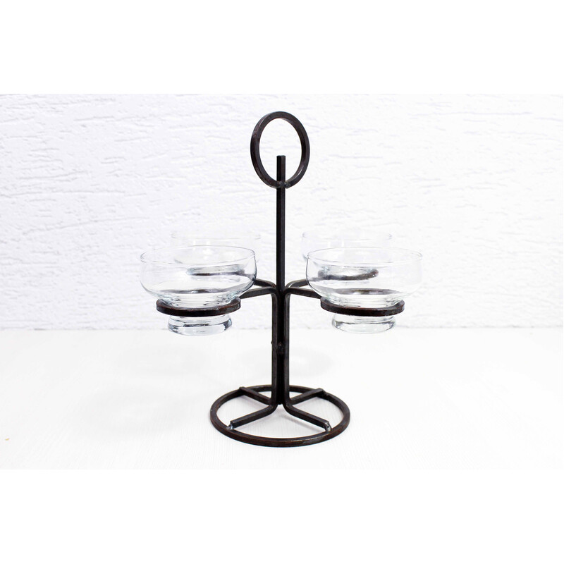 Vintage metal and glass candlestick by Erik Höglund for Bostrom, 1960