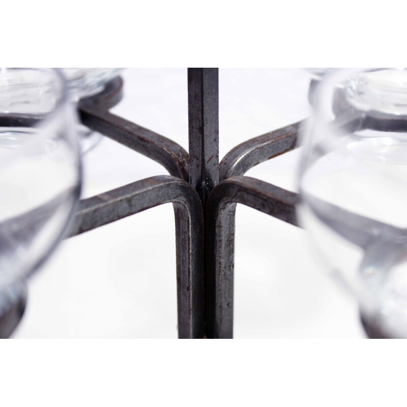 Vintage metal and glass candlestick by Erik Höglund for Bostrom, 1960