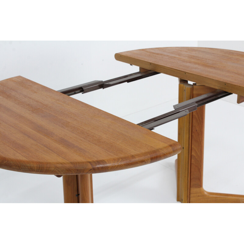 Vintage uittrekbare ronde tafel in teak voor Gudme Mobelfabrik, Denemarken 1960