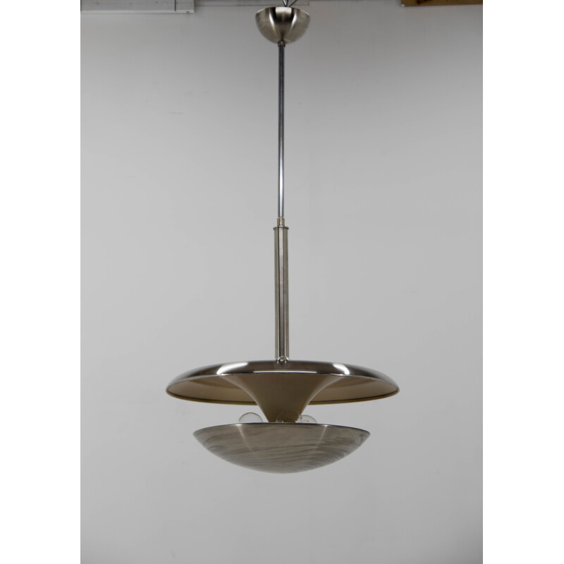 Vintage Bauhaus brass chandelier by Frantisek Anyz for Ias, 1920