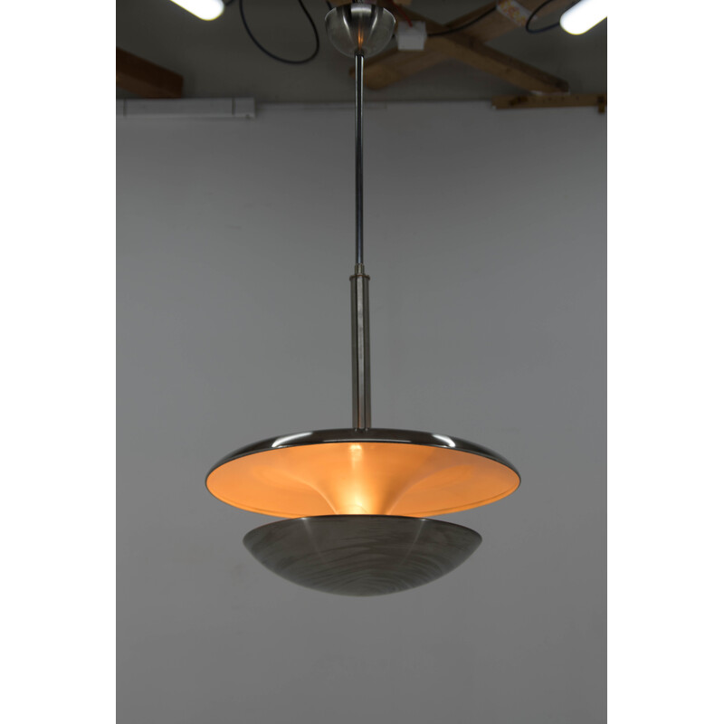 Vintage Bauhaus brass chandelier by Frantisek Anyz for Ias, 1920