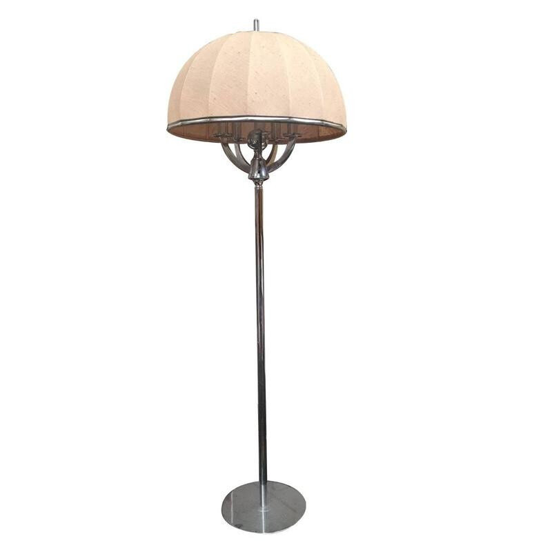 Lampadaire vintage un pied chromé en métal, 1960