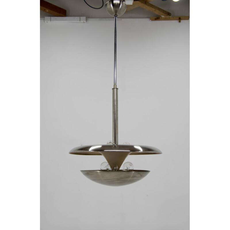 Vintage Bauhaus brass chandelier by Frantisek Anyz for Ias, 1920
