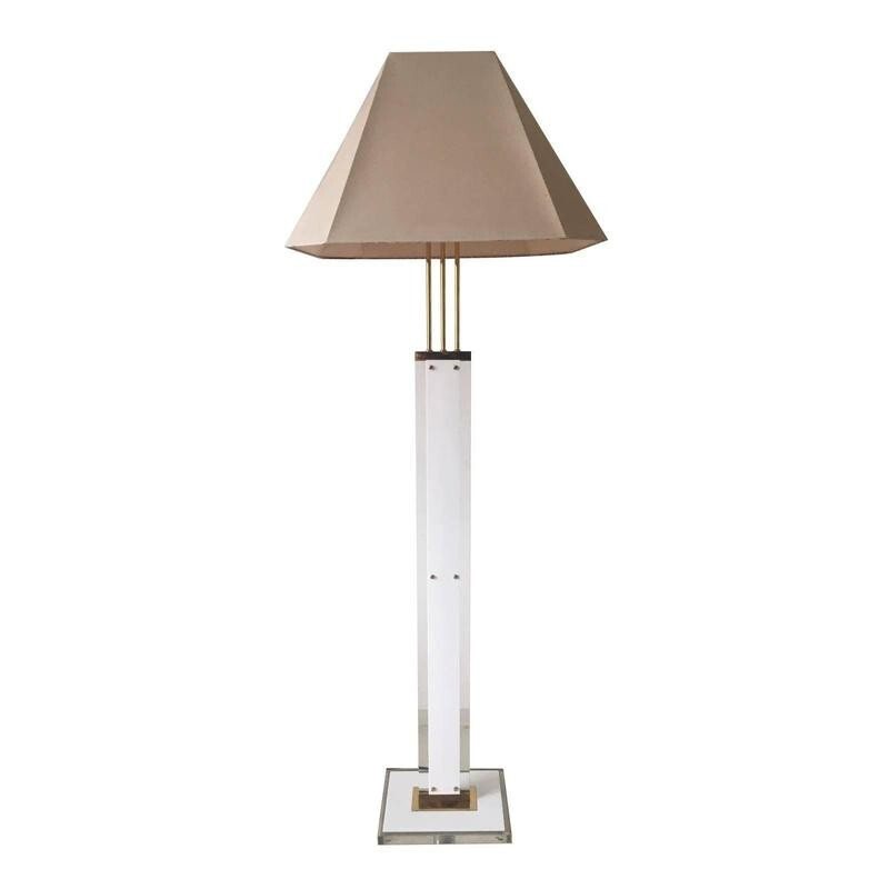 Vintage messing vloerlamp met kap, 1970