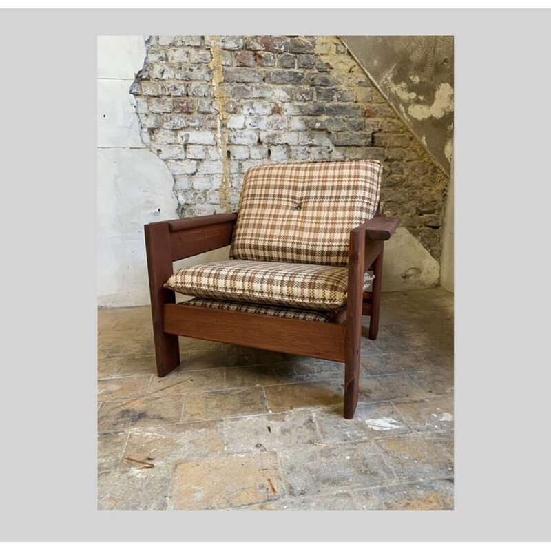 Vintage pine armchair, France 1960