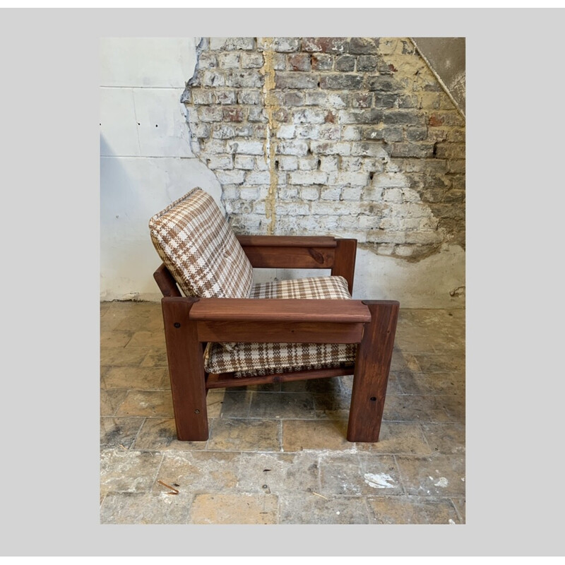 Vintage pine armchair, France 1960
