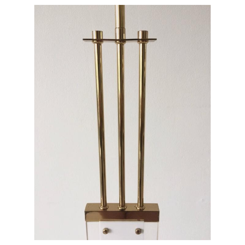 Vintage brass floor lamp with shade, 1970
