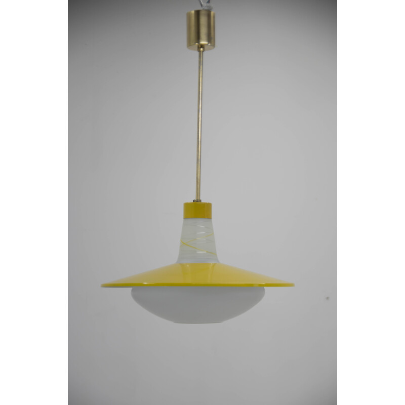 Vintage yellow pendant lamp by Kamenicky Senov, 1960